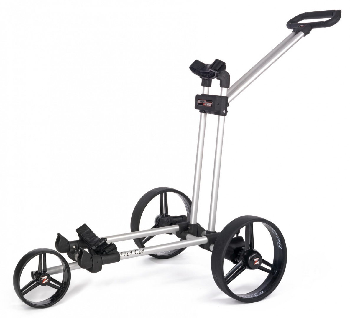Manualny wózek golfowy FLAT CAT Push, lekki aluminiowy, składany na płasko (srebrny)
