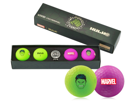 Piłki golfowe VOLVIK, zestaw prezentowy MARVEL Hulk, Pack