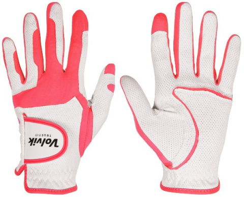 VOLVIK TRUE FIT golf glove (women's, universal size, white and pink)