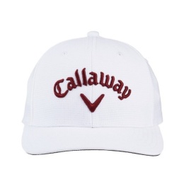 Czapka golfowa Callaway Tour Performance Pro, (biała-czerwona, logo Chrome Tour, Elyte)