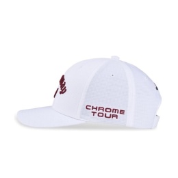 Czapka golfowa Callaway Tour Performance Pro, (biała-czerwona, logo Chrome Tour, Elyte)
