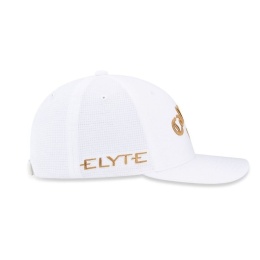 Czapka golfowa Callaway Tour Performance Pro, (biało-złota, logo Chrome Tour, Elyte)