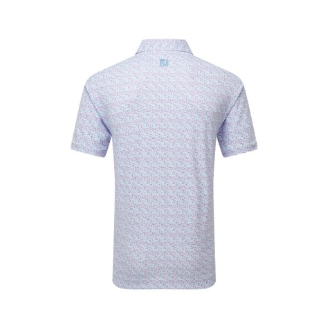 Koszulka golfowa polo FootJoy Deco Diamond Print, (męska, biała we wzorki) L