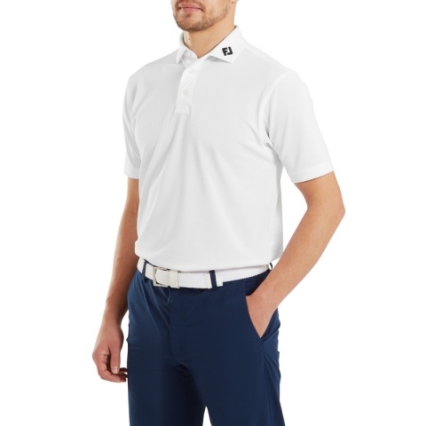 Koszulka golfowa polo FootJoy Stretch Pique Solid Athletic Fit, (męska, biała, rozm. L)