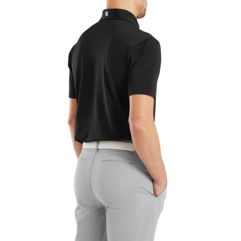 Koszulka golfowa polo FootJoy Stretch Pique Solid Athletic Fit, (męska, czarna, rozm. L)