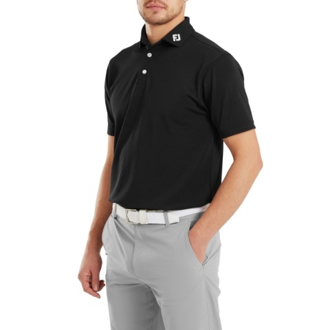 FootJoy Stretch Pique Solid Athletic Fit Polo Golf Shirt (Men's, Black, Size XXL)