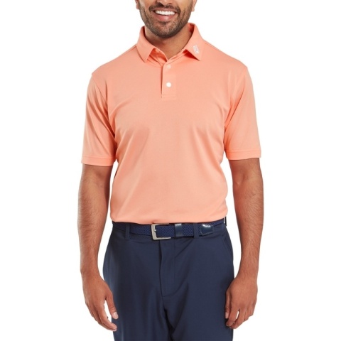 FootJoy Stretch Pique Solid Athletic Fit Polo Golf Shirt (men's, salmon, size L)
