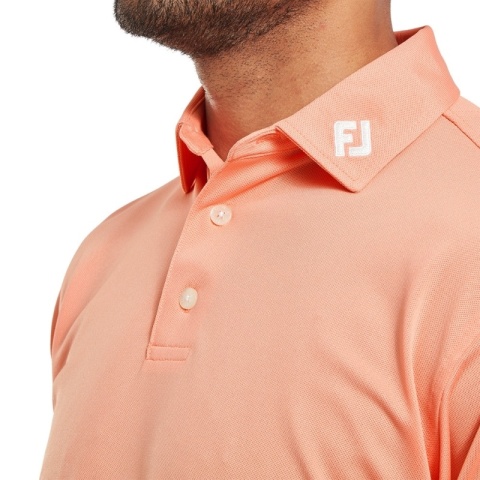 Koszulka golfowa polo FootJoy Stretch Pique Solid Athletic Fit, (męska, łososiowa, rozm. M)
