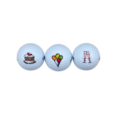 Piłki golfowe, zestaw prezentowy Happy Birthday (3 piłki)