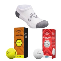 Zestaw prezentowy dla Golfistki, Callaway E07, skarpetki i piłki golfowe