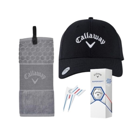 Golfer Gift Set, Callaway E01, Hat, Towel, Balls and Pitchfork