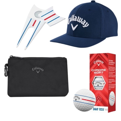 Callaway Golfer Gift Set: Cap, Golf Balls, Tee Bag, and Pitchfork