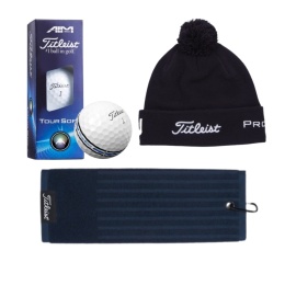 Zestaw prezentowy dla Golfisty, Titleist T04, czapka zimowa, piłki golfowe i ręcznik