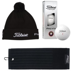 Zestaw prezentowy dla Golfisty, Titleist T05, czapka zimowa, piłki golfowe i ręcznik
