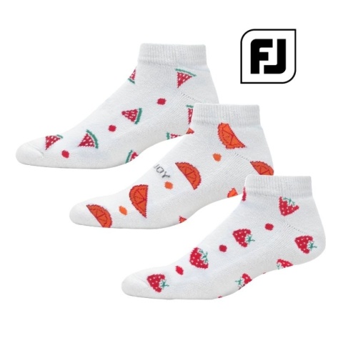 FootJoy Fruits Women's Socks (Ankle Socks, White with Fruit Pattern, One Size)