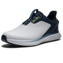 Męskie buty golfowe FootJoy FJ Pulse w kolorze biało-granatowo-limonkowym, z systemem BOA