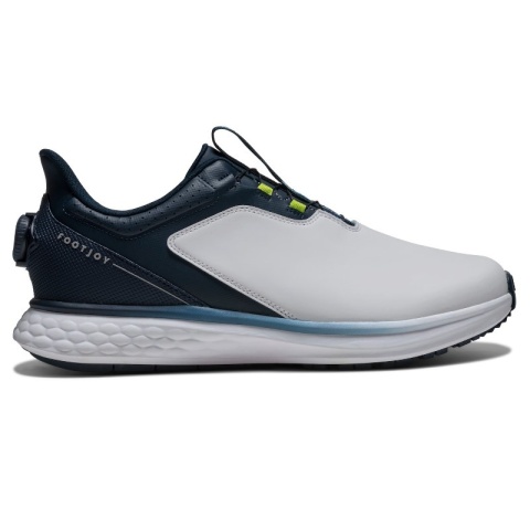 Biało-granatowo-limonkowe buty do golfa FootJoy FJ Pulse dla mężczyzn