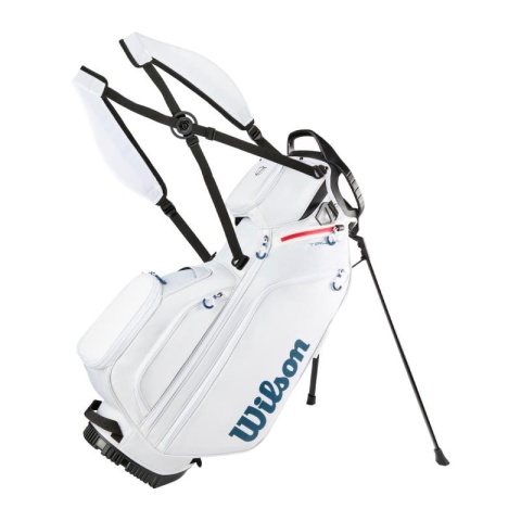 Torba golfowa Wilson TALUS 5 (z nóżkami, standbag) biało-czerwono-niebieska