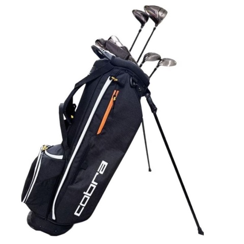 Zestaw kijów Cobra Fly XL Black-Gold, model 2025 męski, 10 kijów z torbą z nóżkami (standbag), stalowe szafty set