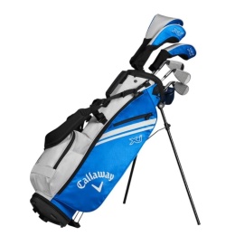 Zestaw kijów do golfa CALLAWAY XJ-3 dla juniorów, 7 kijów z torbą na nóżkach, niebiesko-biały, grafit set