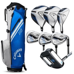 Zestaw kijów do golfa CALLAWAY XJ-3 dla juniorów, 7 kijów z torbą na nóżkach, niebiesko-biały, grafit set