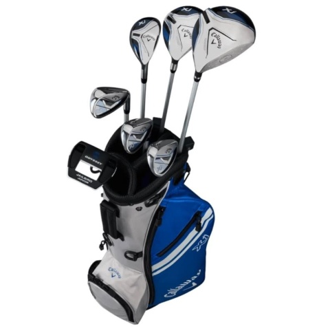 Zestaw kijów do golfa CALLAWAY XJ-3 dla juniorów, 7 kijów z torbą na nóżkach, niebiesko-biały, grafit set