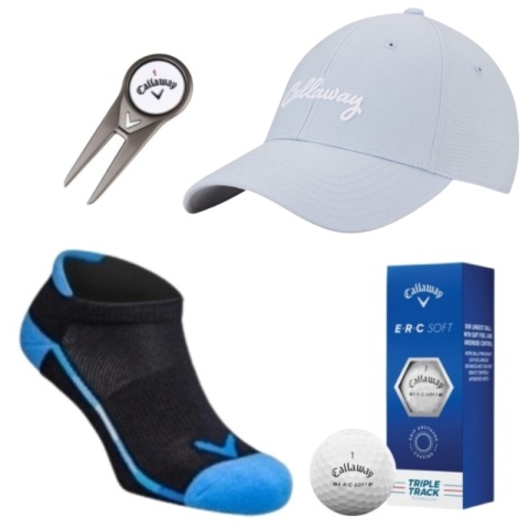 Zestaw prezentowy dla Golfistki, Callaway E03, skarpetki, piłki golfowe i pitchfork