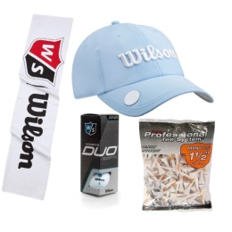 Zestaw prezentowy dla Golfistki, Wilson E02, czapka, piłki, ręcznik i tee
