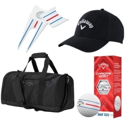Zestaw prezentowy dla Golfisty Callaway, czapka z daszkiem, piłki golfowe, torba i pitchfork