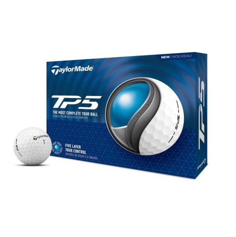 Białe piłki golfowe TaylorMade TP5 model 2026, zestaw 12 sztuk