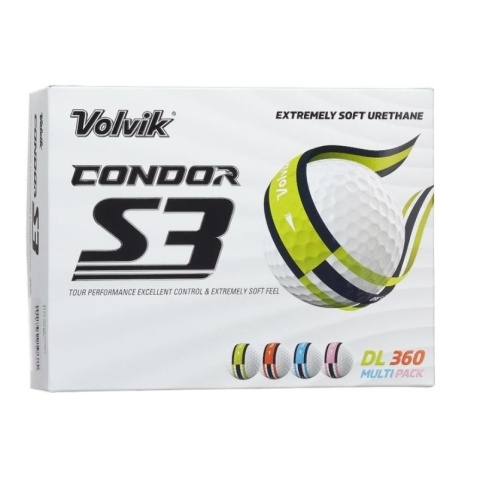 Piłki golfowe VOLVIK CONDOR S3 (białe z paskami 360, stripe, 12 szt.)