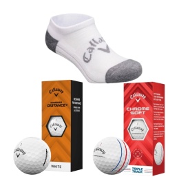 Zestaw prezentowy dla Golfistki, Callaway E07, skarpetki i piłki golfowe