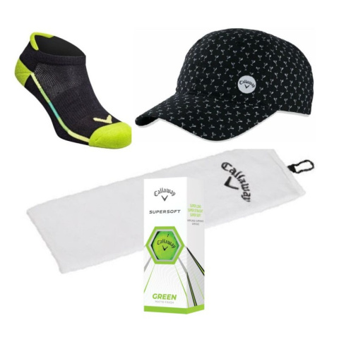 Golfer Gift Set, Callaway E02, Hat, Towel, Socks and Balls