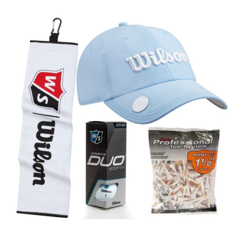 Golfer Gift Set, Wilson E02, Hat, Balls, Towel and Tee