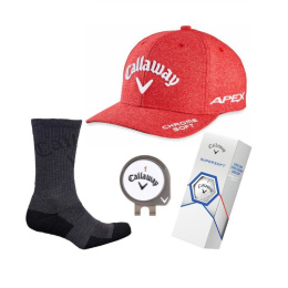 Golfer Gift Set, Callaway E03, Cap, Socks, 3 Golf Balls and Callaway Logo Marker