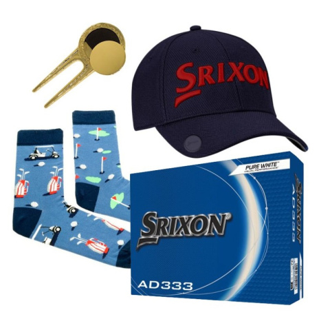 Golfer Gift Set, Srixon E01, Cap, Socks, Golf Balls and Pitchfork