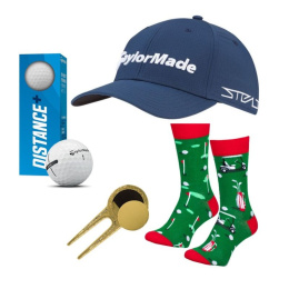 Golfer Gift Set, TaylorMade E01, Hat, Socks, Pitchfork and 3 Golf Balls