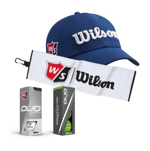 Zestaw prezentowy dla Golfisty, Wilson E01, piłki, czapka, ręcznik